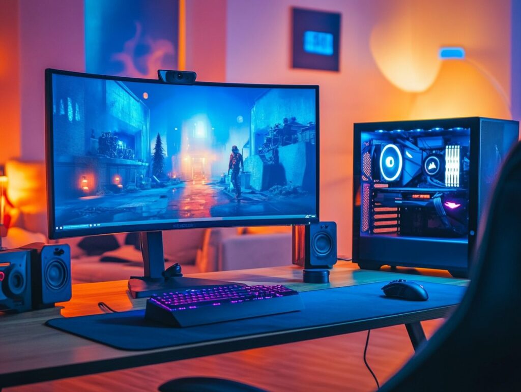 Gaming screen and console setup