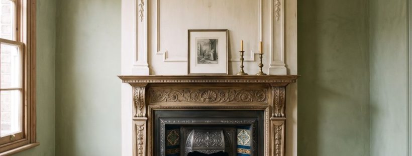 an original Victorian chimney breast inside a Kensington, London Victorian terrace house